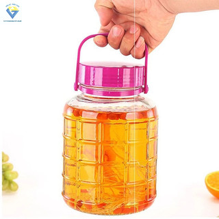 Bình thuỷ tinh có nắp 3L / Bình ngâm 3 lít thủy tinh có quai xách - Có Van và không van