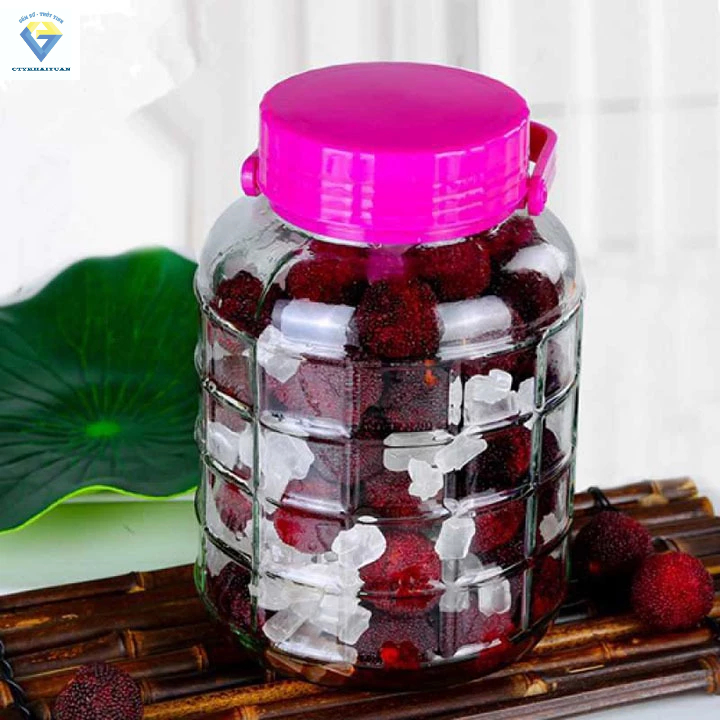 Bình thuỷ tinh có nắp 10L / Bình Ngâm Rượu Thủy Tinh 10 Lít Quai Xách - Không Van