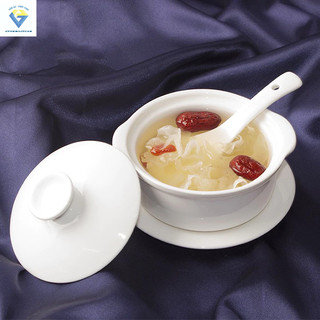 Thố sứ trắng chưng yến, bát sứ trắng nhỏ 280ml có nắp đậy, thố kho quẹt, đựng canh, đựng yến