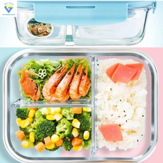 Hộp đựng cơm thuỷ tinh chữ nhật 1 lít lớn 3 ngăn - hộp đựng thực phẩm dày chịu nhiệt cao cấp dùng lò viba - BX1001-3GD
