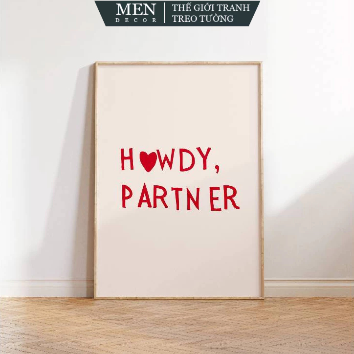 Tranh treo tường, Howdy Poster Western Wall Art Minimalist, nhận in theo yêu cầu, tặng kèm đinh treo