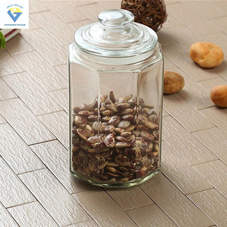 Hũ lục giác 3 lít / Lọ thủy tinh đựng gia vị thực phẩm lục giác nắp thủy tinh 3000ml