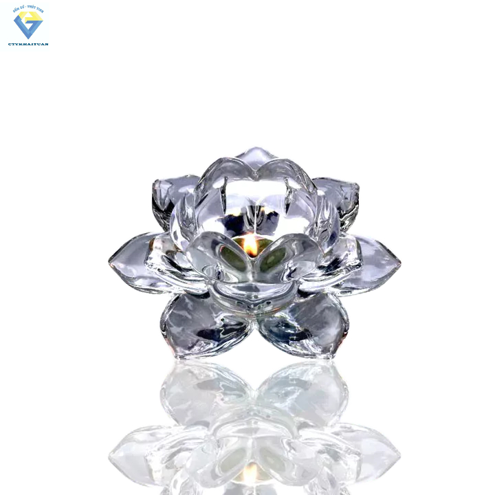 Đế nến - chân nến thủy tinh hoa sen trung - DNHS02