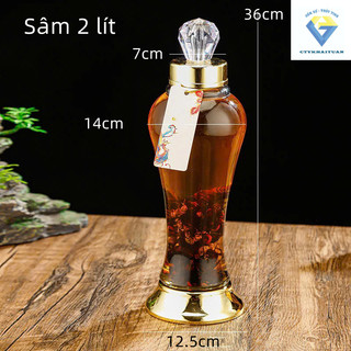 Bình ngâm rượu sâm thủy tinh 1 lít