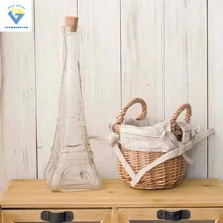 Bình thủy tinh THÁP EIFFEL ĐẠI nút bần / chai lọ thuỷ tinh 350ml nắp nút gỗ