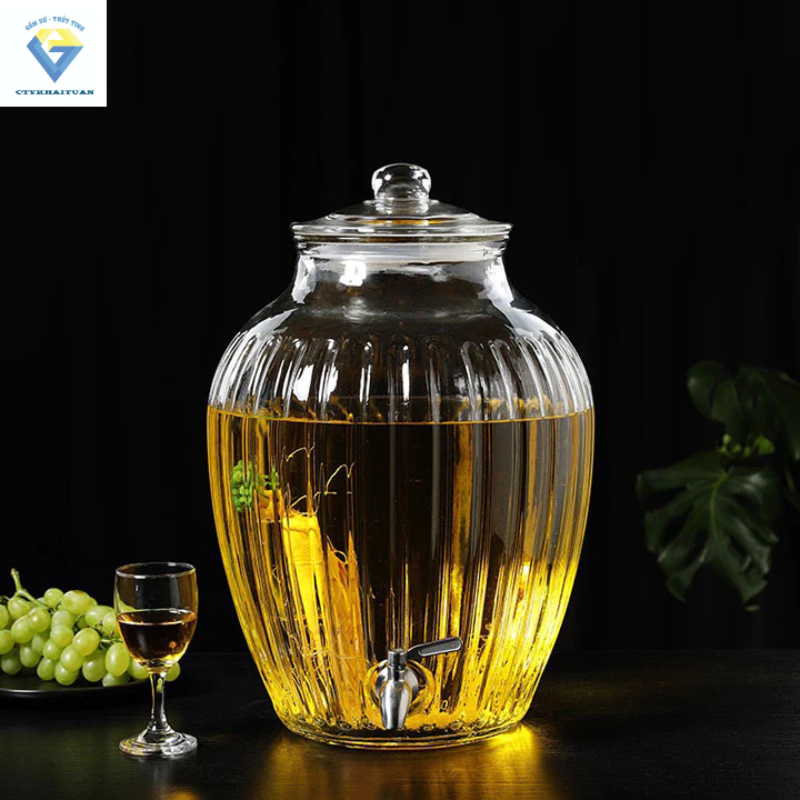 Bình thuỷ tinh có nắp 10L / Bình Ngâm Rượu Thủy Tinh ĐỰNG BÍ SỌC 10 Lít Có Van Và Không Van