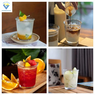 Hộp 6 ly thủy tinh miệng loe 340ml , ly thủy tinh uống cafe , sinh tố , nước detox R106 ( 6 LY )