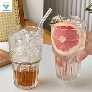  Hộp 6 ly thủy tinh uống sinh tố 450ml   6 ly thủy tinh khía lớn uống trà chanh   VN450 