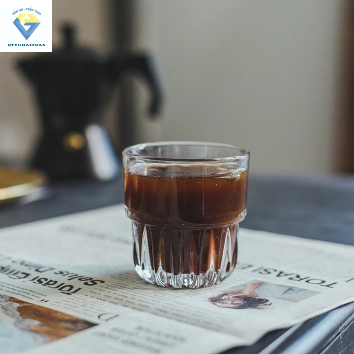 Hộp 6 ly thủy tinh khía HL 150ml - LY1505, 6 ly thủy tinh uống cafe cao cấp / 6 LY KHÍA 150ML