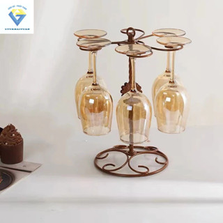 Hộp 6 ly thủy tinh uống rượu vang đỏ 5202HA  / 6 ly vang 465ml màu vàng cao cấp