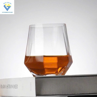 Ly thủy tinh góc lục giác màu trắng cực sang / Ly uống whisky, ly rock