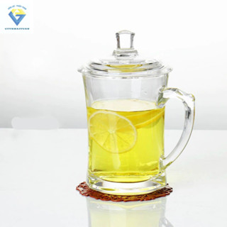  Ly thủy tinh quai cầm có nắp thủy tinh cao cấp - Ly tách thủy tinh dày chịu nhiệt EZ1011 