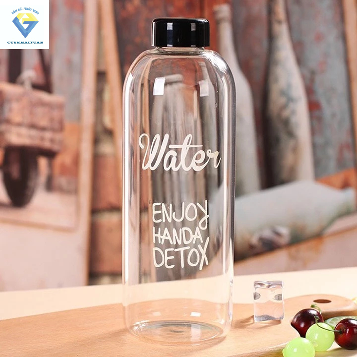 Chai thủy tinh 1000ml , chai 1 lít dùng đựng nước DETOX PONGDANG 1000ml