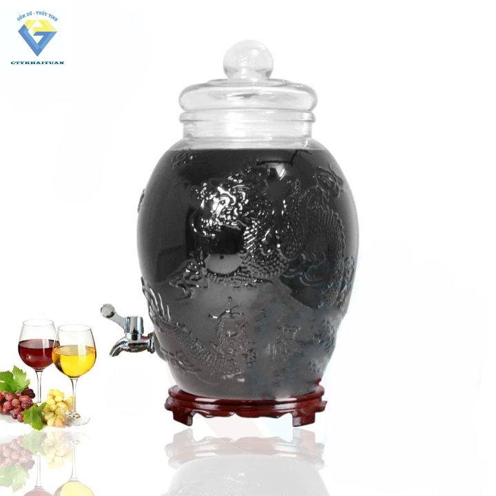 Bình thuỷ tinh 30 lít ngâm rượu Rồng Phụng Có van và Không van