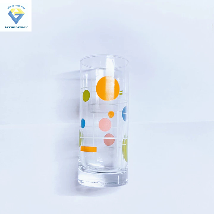 Bộ 6 ly thủy tinh ống in hoa văn EC6 270ML dùng uống cafe sinh tố