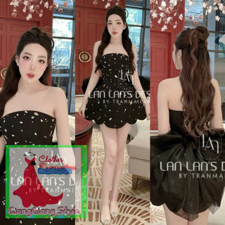 váy cúp đính hạt phối nơ bản to phía sau 270324