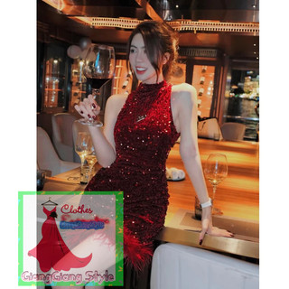 VÁY KIM SA ĐỎ CỔ TRÒN AO VIÊN LÔNG MỊN 080123