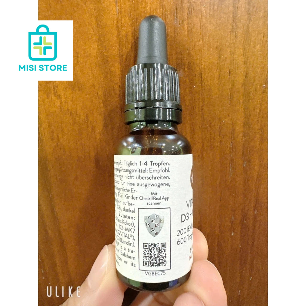 (date 2026) Vitamin D3 K2 Mk7 Sunday Natural 20ml, cho trẻ từ sơ sinh, Đức