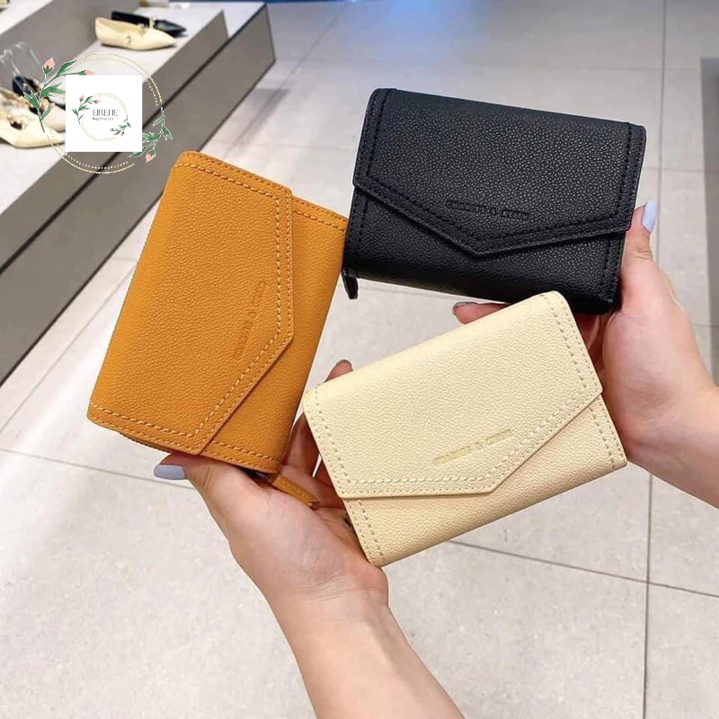 Ví Nữ Bì Thư Chất Dạ Hạt Sần Fullbox Đủ Màu Envelope Short Wallet