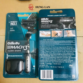 Dao cạo râu 3 lưỡi Gillette Mach 3 chính hãng (1tay cầm và 1 đầu cạo, 1nắp bảo vệ)