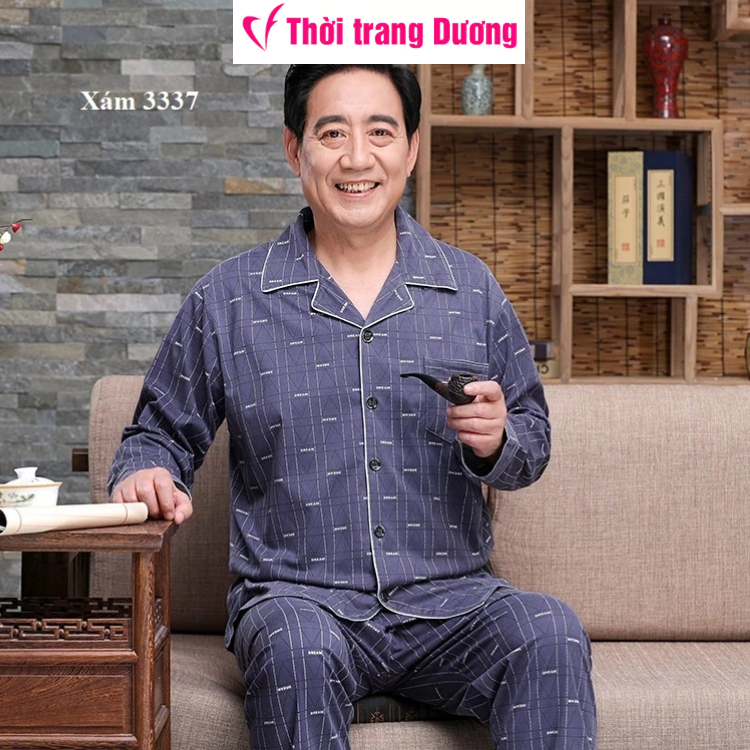 [M-3XL] Pijama nam cho bố mặc nhà dài tay/ ngắn tay cotton mềm mại trung niên cho bố NG1381 - Thời Trang Dương