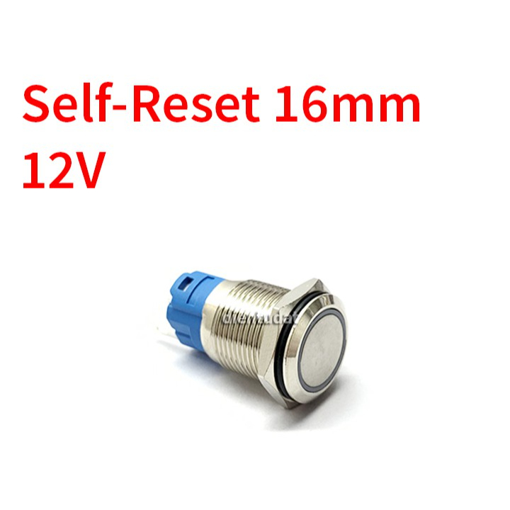Nút Nhấn Reset 16mm 5 Chân - Vòng Đèn 12V