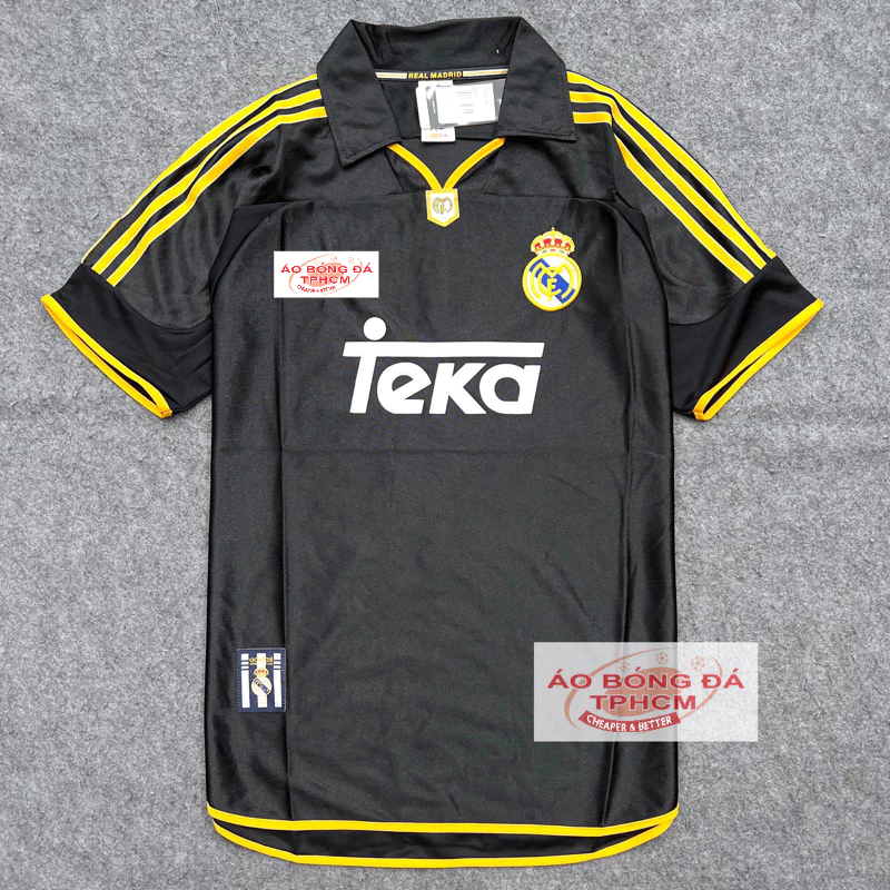 Retro.REAL 98/99 - Áo Bóng Đá RETRO CLASSlC REAL 1998/1999 hàng Thái cao cấp- RETRO REAL Đen Teka