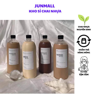 Combo 10 Chai nhựa pet đựng trà sữa 1000ml chai 1 lít nắp nhựa đen fi28