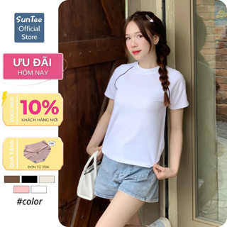  Áo Baby Tee Ôm SUNTEE Phong Cách Raglan Trơn Nữ Phối Viền Vải Cotton 100% Cao Cấp Thoáng Mát BBT009 