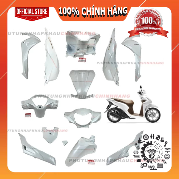 [LẺ MÓN] Dàn áo Vision K44 2014 2015 2016 màu Trắng Xanh tem Vàng chính hãng, nhựa màu vision 2017 2