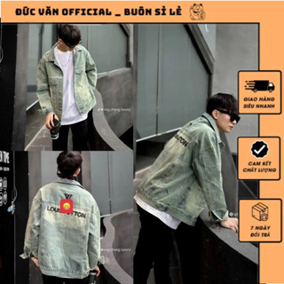 Áo Khoác Bò L.V Nam Nữ Bản Phối Chữ Thêu Đính Titan Siêu Nét_Áo Khoác Bò Nam Nữ Chất Vải Jen Tàu Chống Phai Siêu Nét