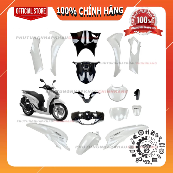 [LẺ MÓN] Dàn áo SH 160i, SH 150i, SH 125i đời 2020-2023 màu Trắng bản Cao Cấp, Bộ áo Honda SH 4 val 