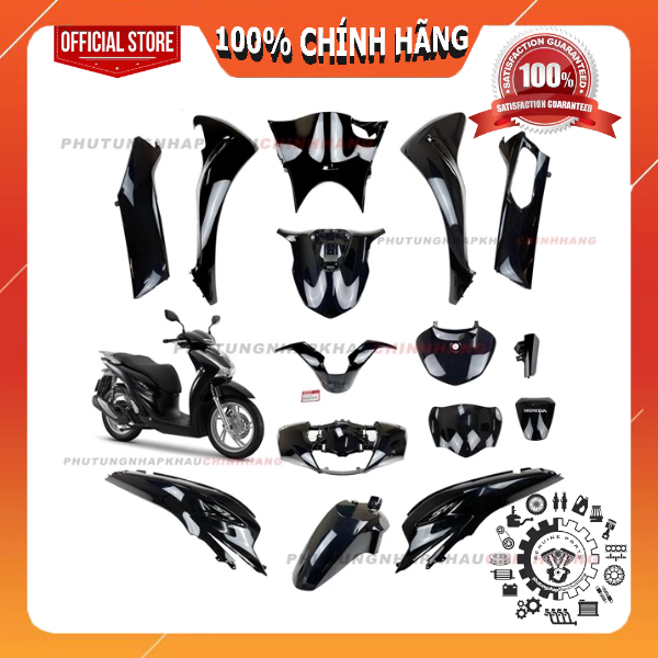 [LẺ MÓN] Dàn áo SH 160i, SH 150i, SH 125i đời 2020-2023 màu Đen Bóng, Bộ áo xe Honda SH 4 val 2021 2