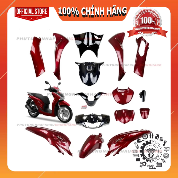 [LẺ MÓN] Dàn áo SH 160i, SH 150i, SH 125i đời 2020-2023 màu Đỏ Đô bản Cao Cấp, Bộ áo Honda SH 4 val 