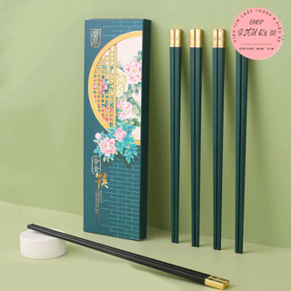 (Bộ 10 Đôi) Đũa nhật kháng khuẩn nhựa cao cấp ăn cơm khảm vàng hoàng gia an toàn sức khỏe tốt hơn đũa gỗ 88418 SLGD