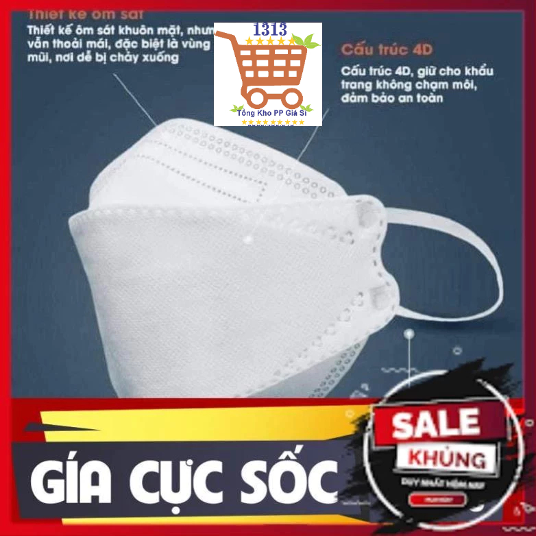 Thùng 100 cái Khẩu Trang KF94 chuẩn loại 1 dày 4 lớp không xù kháng khuẩn 99%