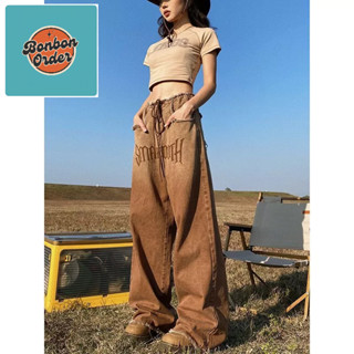 [Có Sẵn Tại HN] Quần jeans ống đứng cạp cao màu gradient cổ điển của Mỹ quần ống rộng cạp cao viền tua rua