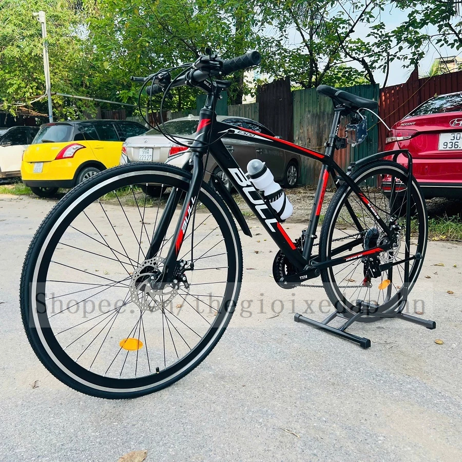 Xe Đạp Touring BULL E300 Mẫu Mới Khung Nhôm Hợp Kim Sơn Tĩnh Điện, Vành Nhôm 700C,Bộ Đề Shimano 21 Tốc Độ,Phanh Đĩa Cơ