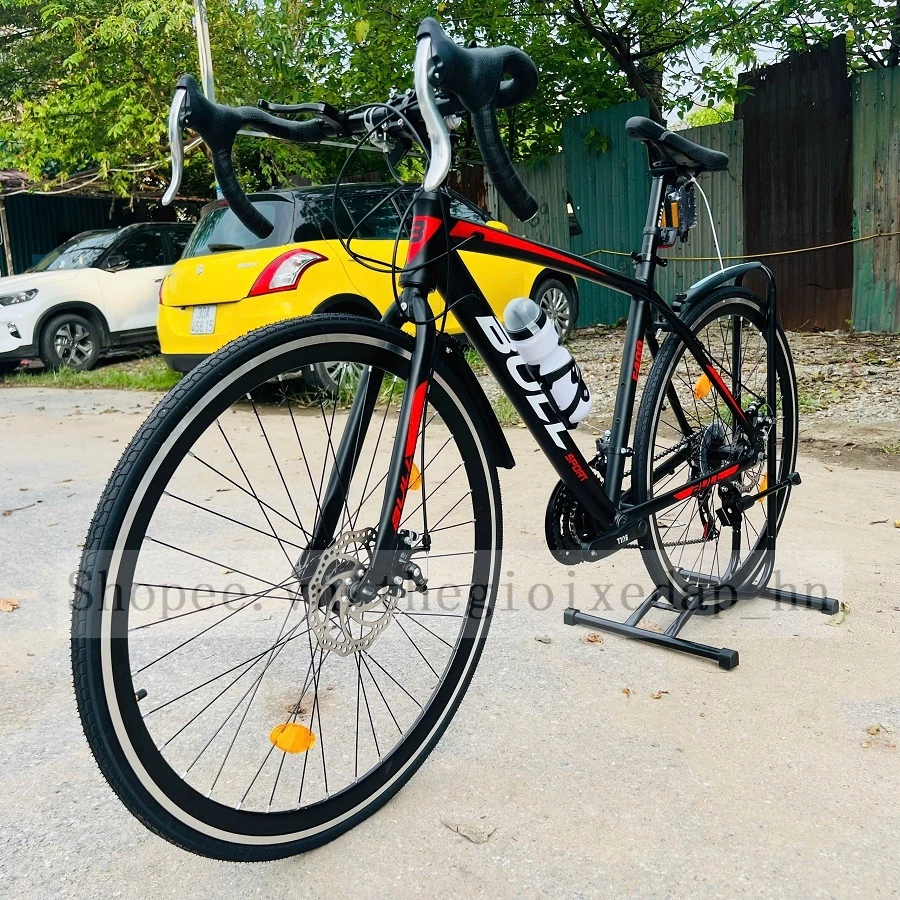 Xe Đạp Road Tay Cong BULL E400 Mẫu Mới Khung Nhôm Sơn Tĩnh Điện, Vành Nhôm 2 Lớp 700C, Bộ Đề Shimano 21 Tốc Độ,Phanh Đĩa