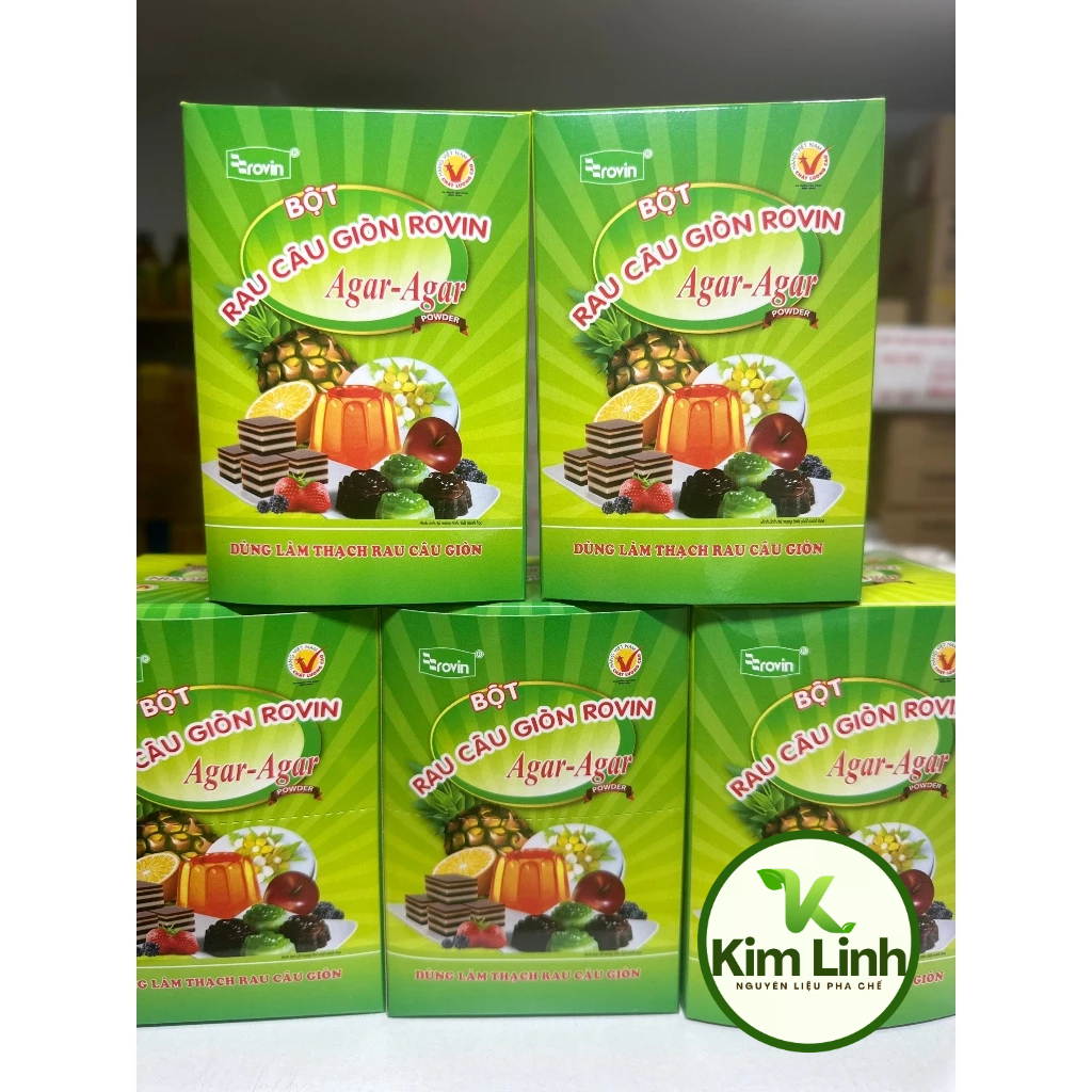 BỘT RAU CÂU DẺO, GIÒN  ROVIN JELLY HOÀNG YẾN - hộp 120gr (12 gói x 10gr ) (10gói x 25gr)