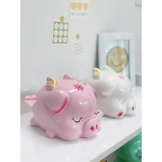  Heo đất Lợn đất Heo Cánh tiên thiên thần ngủ  C14xD19xR17  | quà tặng trang trí heo đất tiết kiệm TIỆM HEO SODA 