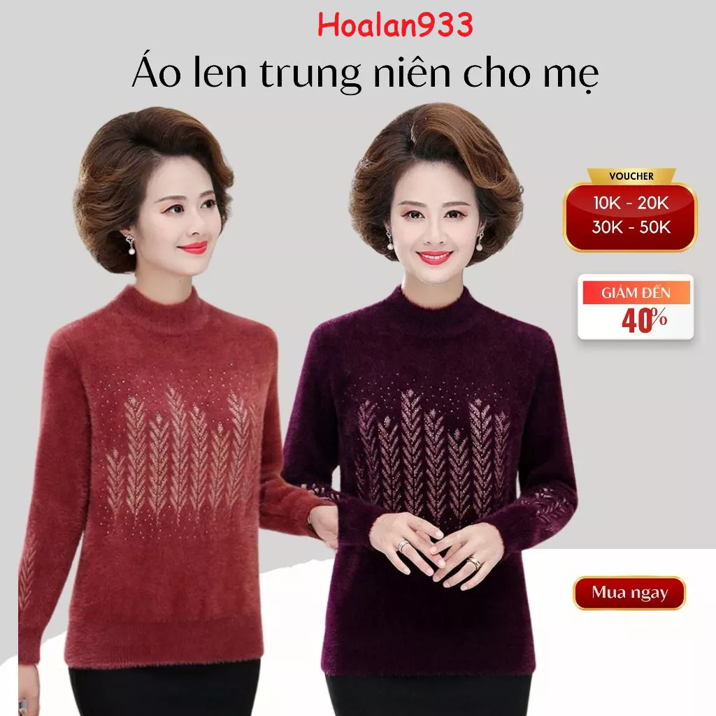 Áo len trung niên cao cấp cho mẹ, len lua