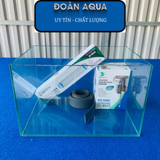 Bể Cá Mini 40x30x30cm Mài Full Vi Tính Dán Giấu Keo Siêu Nét . Tặng Kèm Cao Su Lót Bể.