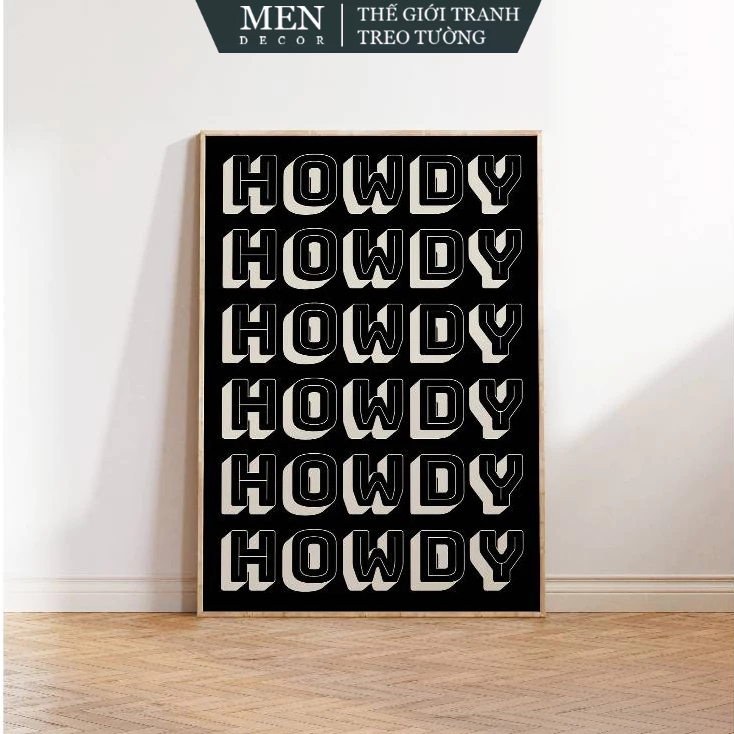 Tranh treo tường, Retro Howdy Poster Vintage Western, nhận in theo yêu cầu, tặng kèm đinh treo tranh