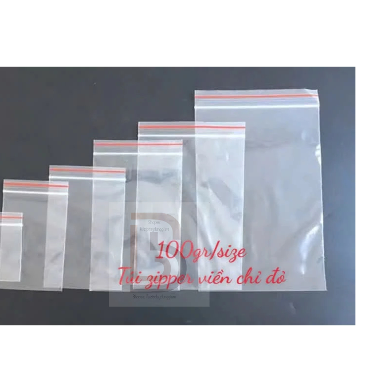 100GR TÚI ZIPPER VIỀN CHỈ ĐỎ