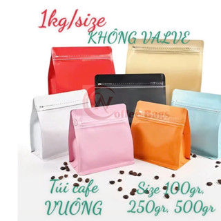 [1kg/size - KHÔNG VALE] Túi zipper 8 cạnh cafe size VUÔNG - NGANG (150gr, 250gr, 500gr)
