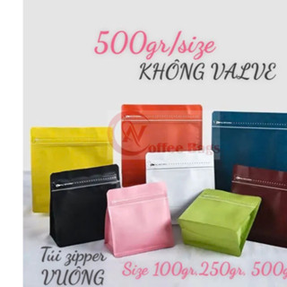 [500gr/size - KHÔNG VALE] Túi zipper 8 cạnh cafe size VUÔNG - NGANG (150gr, 250gr, 500gr)