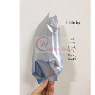 {1kg/size} túi 4 cạnh bạc, dùng đựng bột, trà, cafe