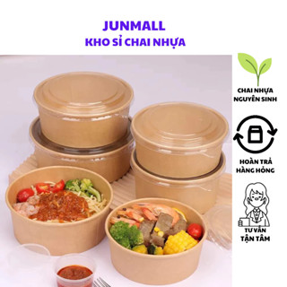 Set 100 tô giấy Kraft cao cấp 500ml 750ml 1000ml kèm nắp