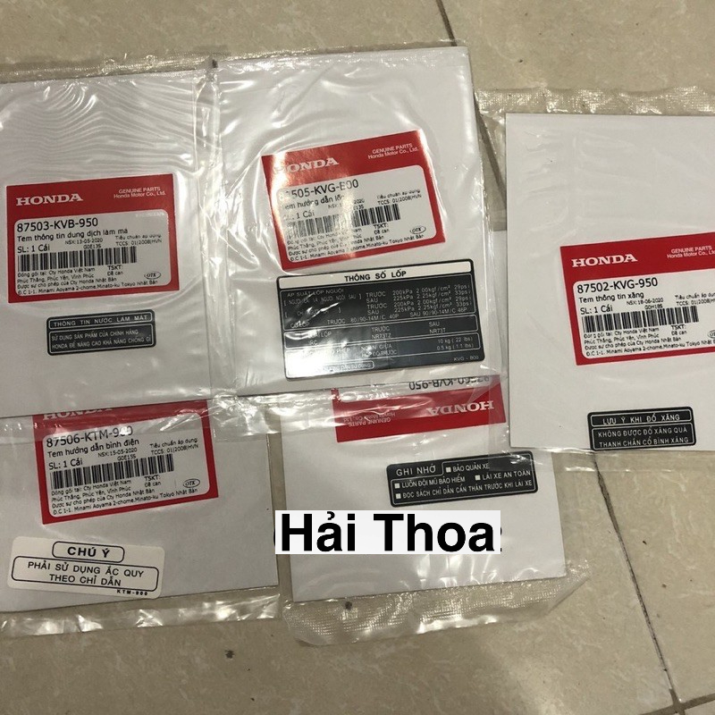 Bộ tem thông số Air Blade đời cũ Zin